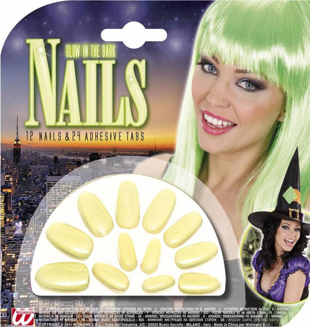 Halloween accessoires nagels lichtgevend in donker verpakt per 12