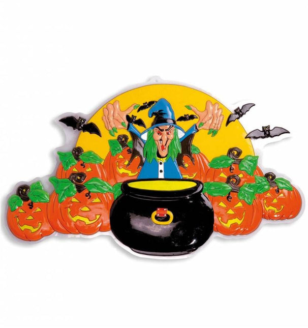 Halloweenaccessoires 3d decoratie heks 91x51 cm