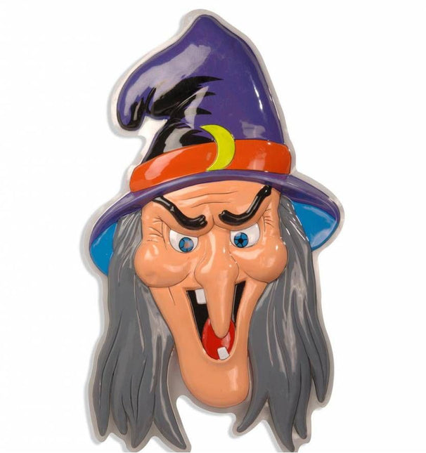Halloweenaccessoires 3d decoratie heks met hoed 91x51cm