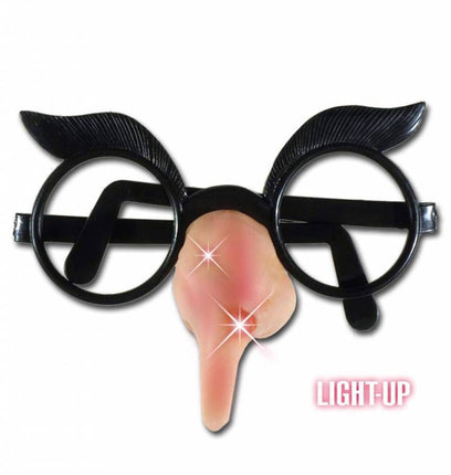 Halloweenaccessoires bril met lichtende heksenneus