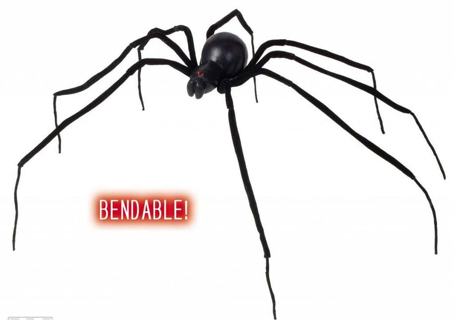 Halloweenaccessoires buigbare zwarte spin 110cm