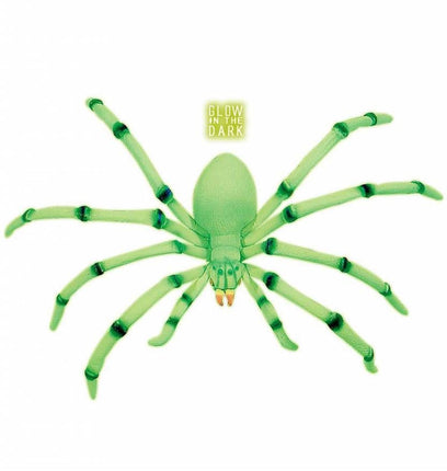 Halloweenaccessoires buigzame jumbo spinnen 80cm lichtgevend in donker