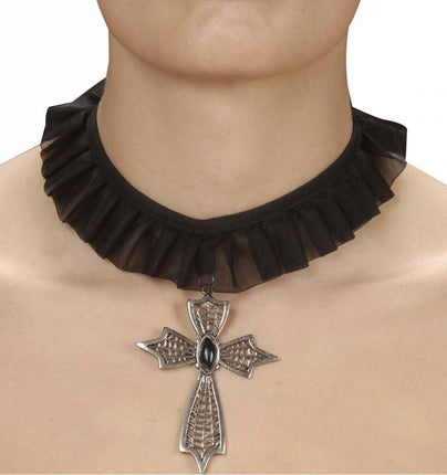 Halloweenaccessoires: Choker met kruis