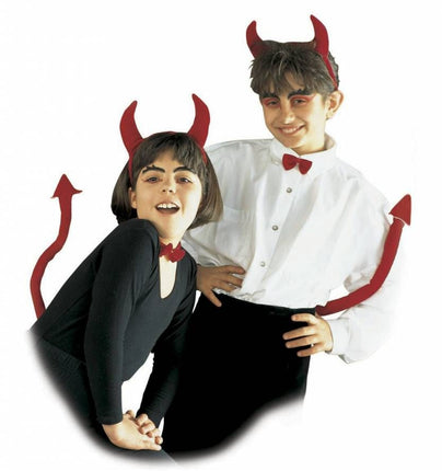 Halloweenaccessoires duivel setjes met staart en hoorntjes