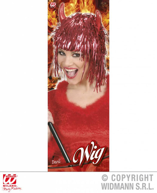 Halloweenaccessoires: Duivels glitterpruik