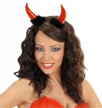 Halloweenaccessoires: Duivelshoorntjes met zwarte maraboe