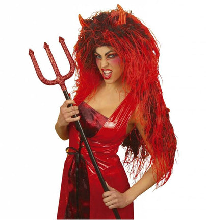 Halloweenaccessoires: Extra lange duivelspruik