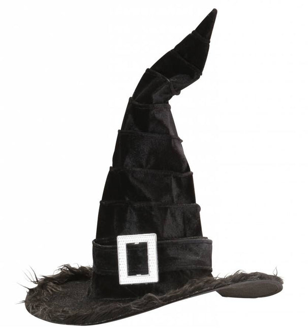 Halloweenaccessoires fluwelen heksenhoed met plusche