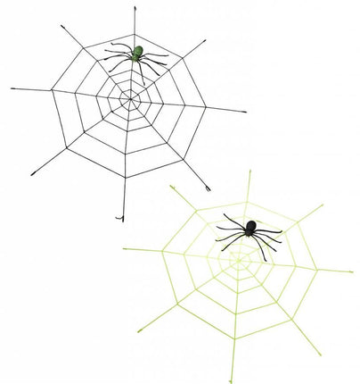 Halloweenaccessoires gigantisch spinneweg (220cm) met oplichtende spin