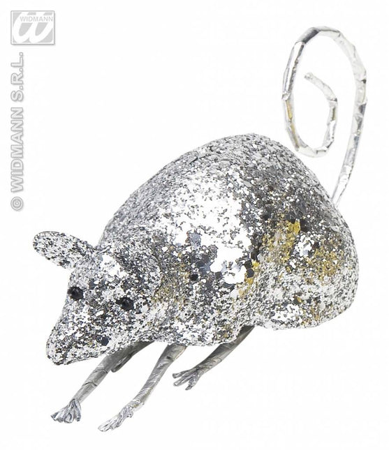 Halloweenaccessoires glitter muis 12cm