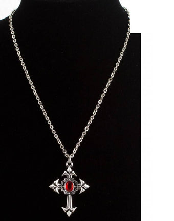 Halloweenaccessoires gothic ketting met zwarte steen