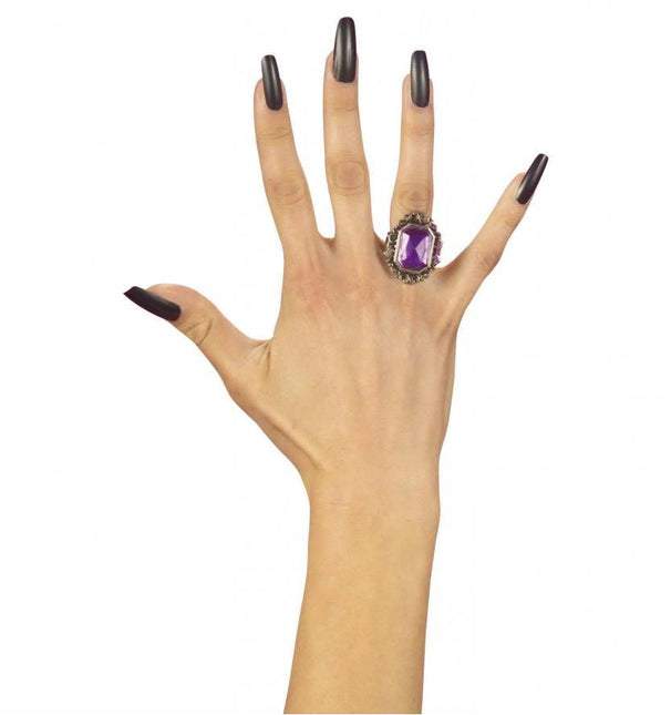 Halloweenaccessoires: Gothic ring met gemsteen
