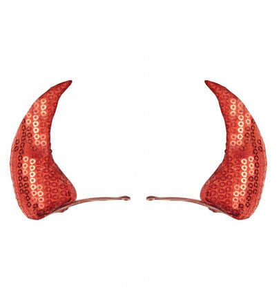 Halloweenaccessoires haarclips rode pailletten hoorntjes