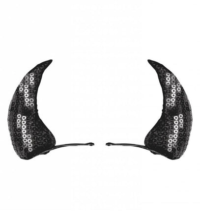 Halloweenaccessoires haarclips zwarte pailletten hoorntjes