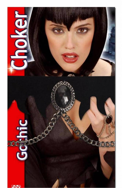 Halloweenaccessoires: Halsband met ketting en steen