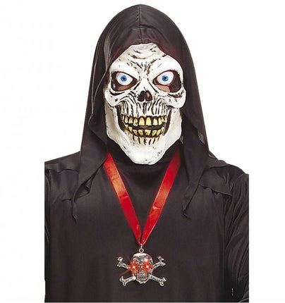 Halloweenaccessoires: Halsketting doodskop met licht