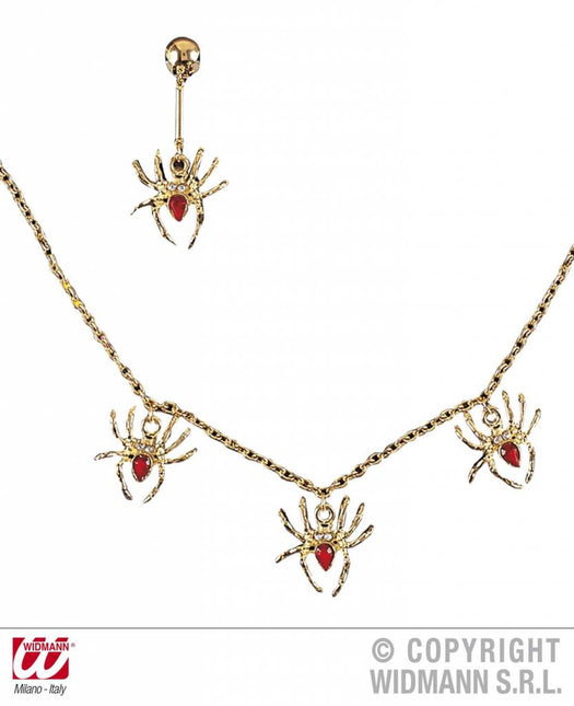 Halloweenaccessoires: Halsketting en oorbel Spider