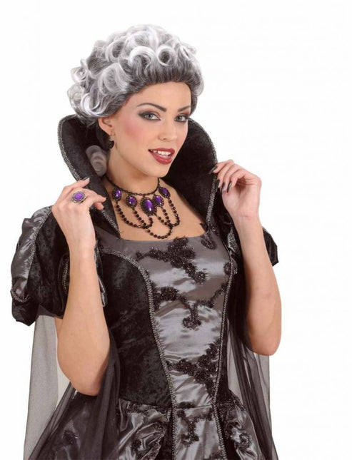 Halloweenaccessoires: Halsketting met paarse steen