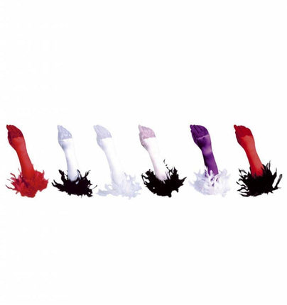 Halloweenaccessoires handschoenen satijn met veren diverse kleuren