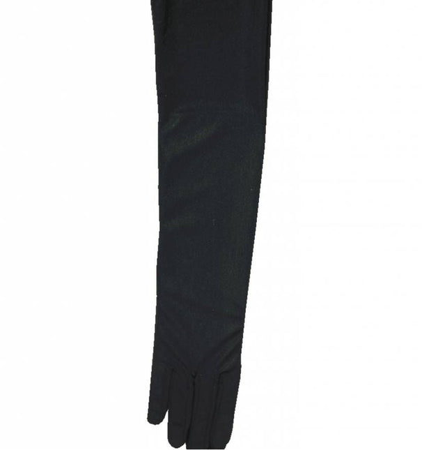 Halloweenaccessoires handschoenen satijn zwart 60cm