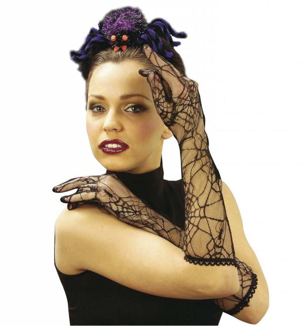 Halloweenaccessoires handschoenen spinneweb