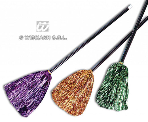 Halloweenaccessoires heksenbezem glitter 92cm