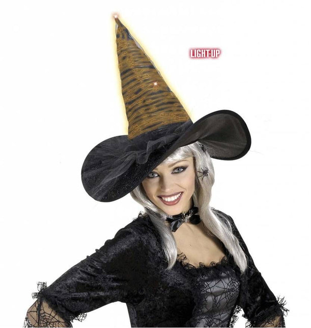 Halloweenaccessoires heksenhoed fiberoptic