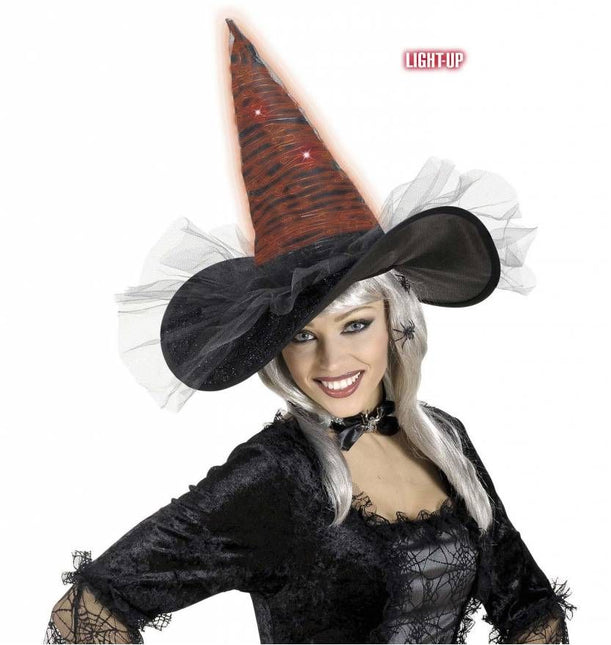 Halloweenaccessoires heksenhoed fiberoptic
