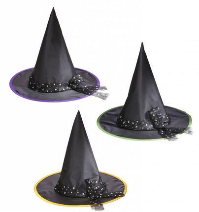 Halloweenaccessoires heksenhoed kind met zilveren sterren