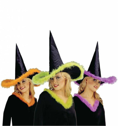 Halloweenaccessoires: Heksenhoed met maraboe