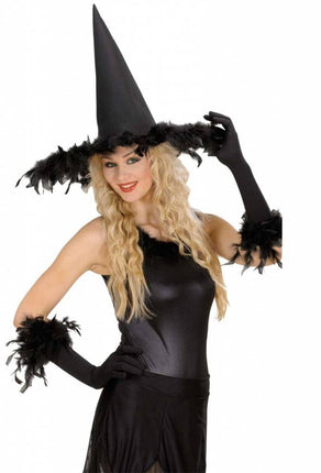 Halloweenaccessoires heksenhoed met veren