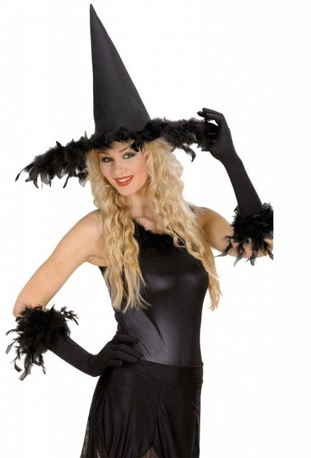 Halloweenaccessoires heksenhoed met veren