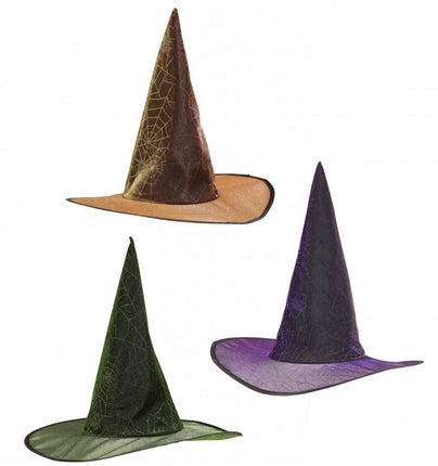 Halloweenaccessoires heksenhoed spinneweb