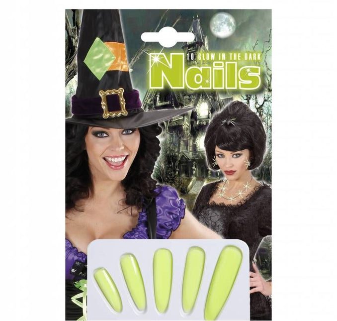 Halloweenaccessoires heksennagels lichtgevend donker