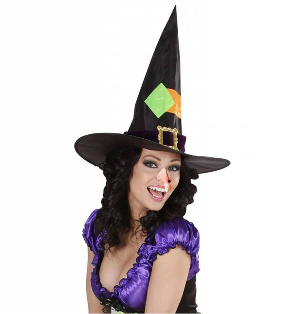 Halloweenaccessoires heksenneus met knipperend licht