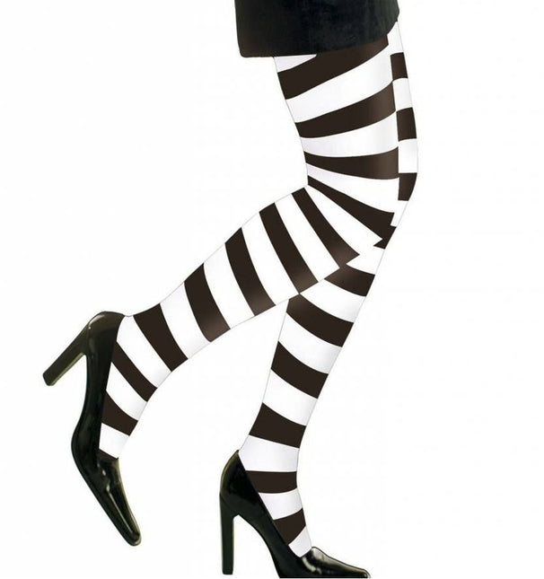 Halloweenaccessoires: Heksenpanty zwart/wit