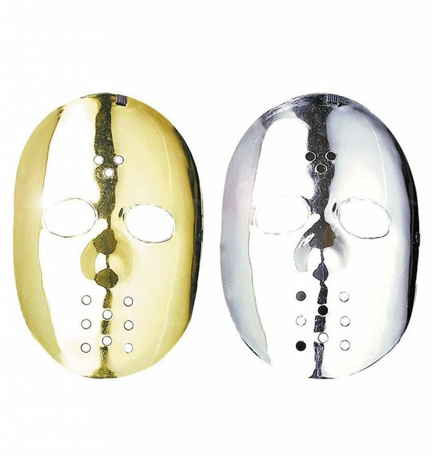 Halloweenaccessoires hockey masker zilver of goud