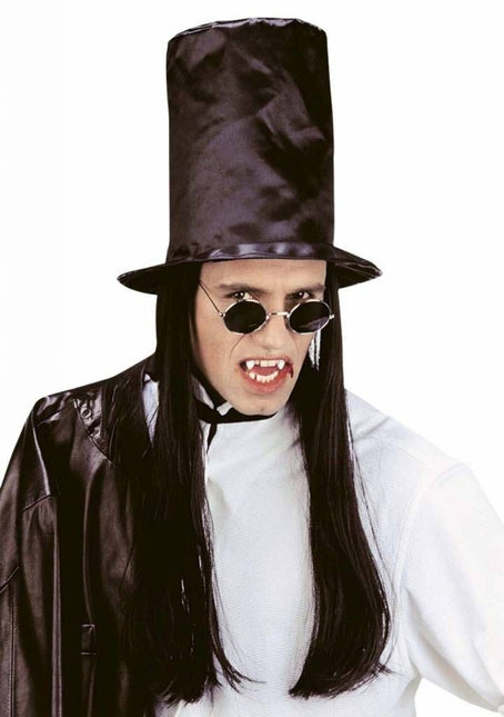 Halloweenaccessoires hoge hoed dracula met haar