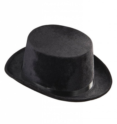 Halloweenaccessoires hoge hoed grijs fluweel