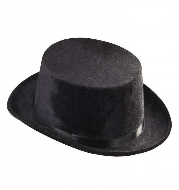 Halloweenaccessoires hoge hoed grijs fluweel