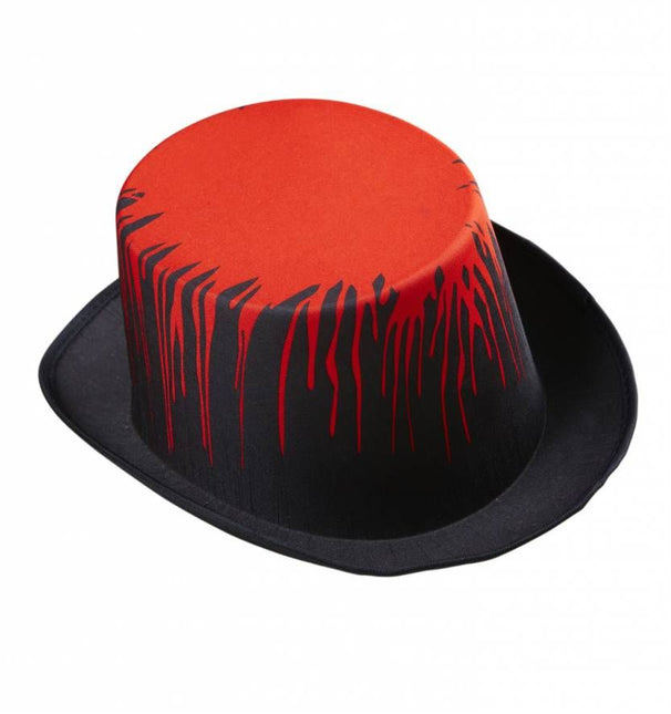 Halloweenaccessoires hoge hoed zwart met bloed