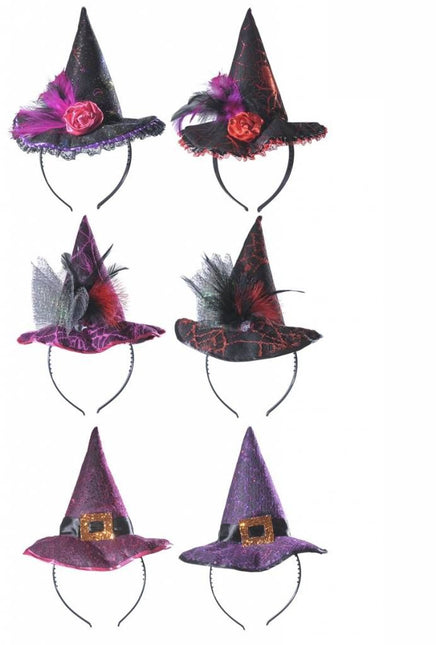 Halloweenaccessoires hoofdband heksenhoed
