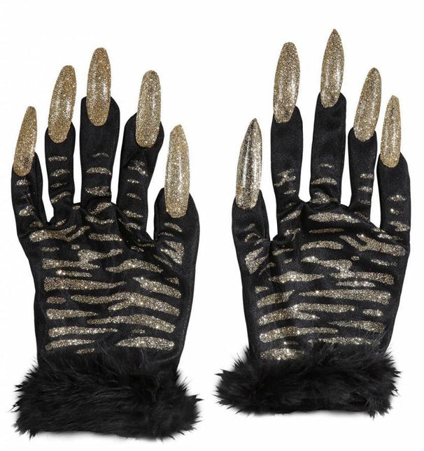 Halloweenaccessoires: Katachtige heksen handschoenen
