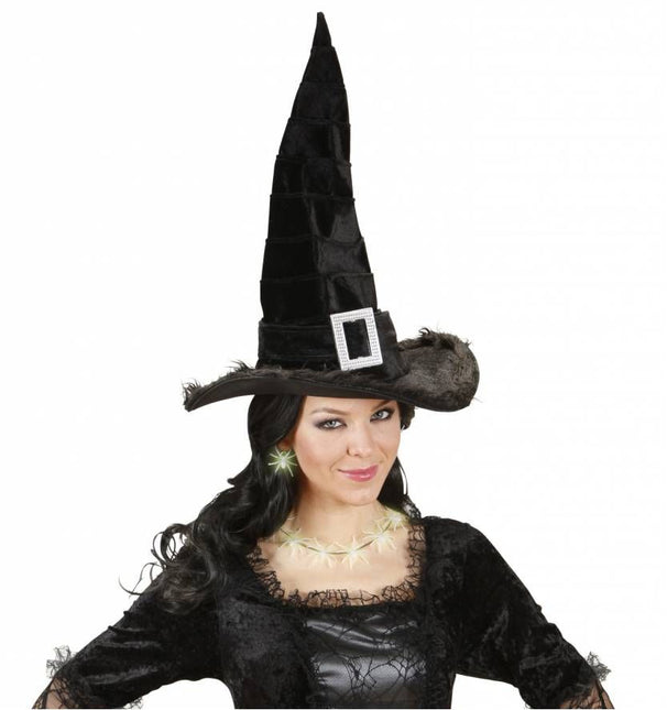 Halloweenaccessoires ketting spinnen lichtgevend in donker 60cm