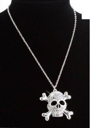 Halloweenaccessoires ketting strass met schedels