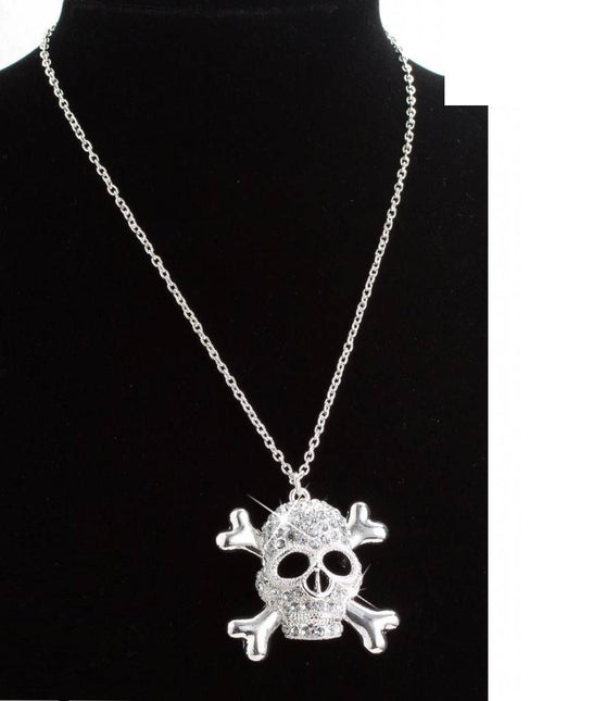 Halloweenaccessoires ketting strass met schedels