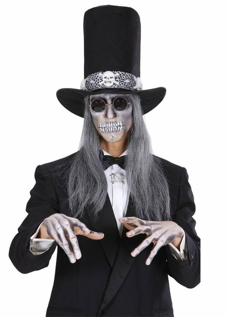 Halloweenaccessoires ketting strass met schedels