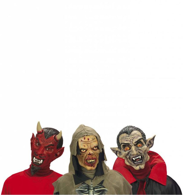 Halloweenaccessoires kindermasker horror duivel/vampier/zombie