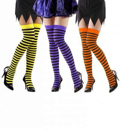 Halloweenaccessoires kniekousen neon gestreept