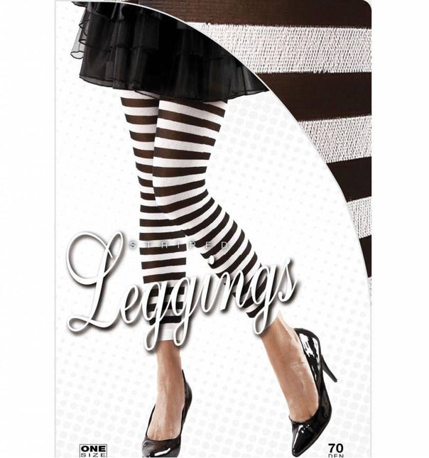 Halloweenaccessoires leggings zwart/wit gestreept